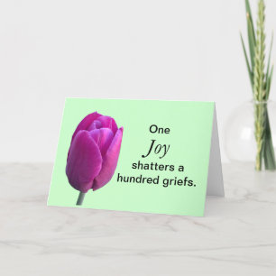 Krebspatient Joy Tulip Blume w Chinese Sprichwort Karte
