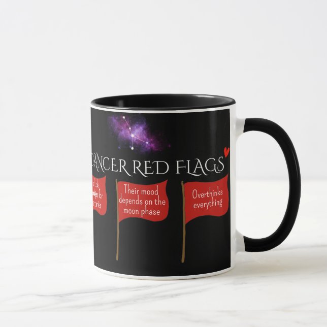 Krebsrote Flags Astrologie Tasse | Funny Zodiac-Ge (Rechts)
