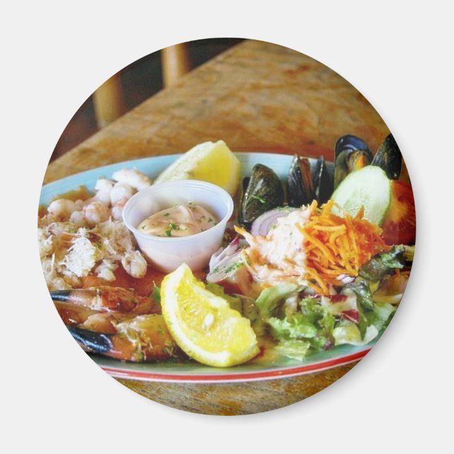 Krebsscheren Zitronen Salate Meeresfrüchte-Platten Magnet (Vorne)