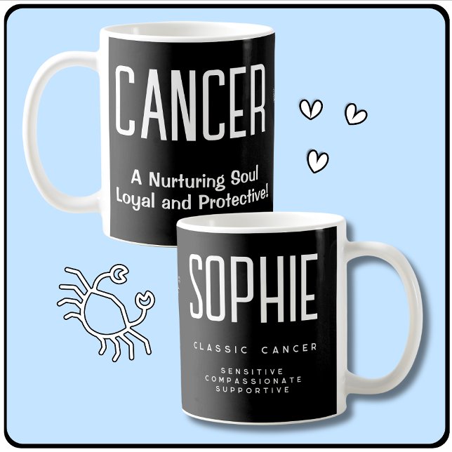 Krebsstern-Zeichen der Zodiac Astrologie Geschenk Kaffeetasse (Cancer Star Sign Astrology Gift Mug. Cute gift for Cancerians. Perfect for Zodiac lovers.)