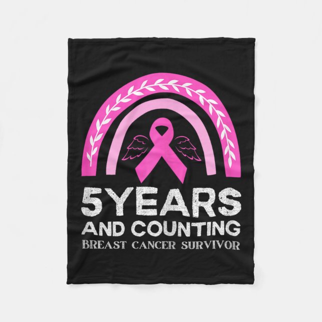 Krebsüberleben T-Shirt 5 Jahre Krebs frei rosa Reg Fleecedecke (Vorderseite)