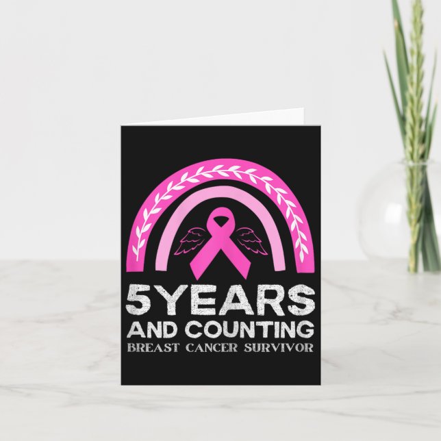 Krebsüberleben T-Shirt 5 Jahre Krebs frei rosa Reg Karte (Vorderseite)