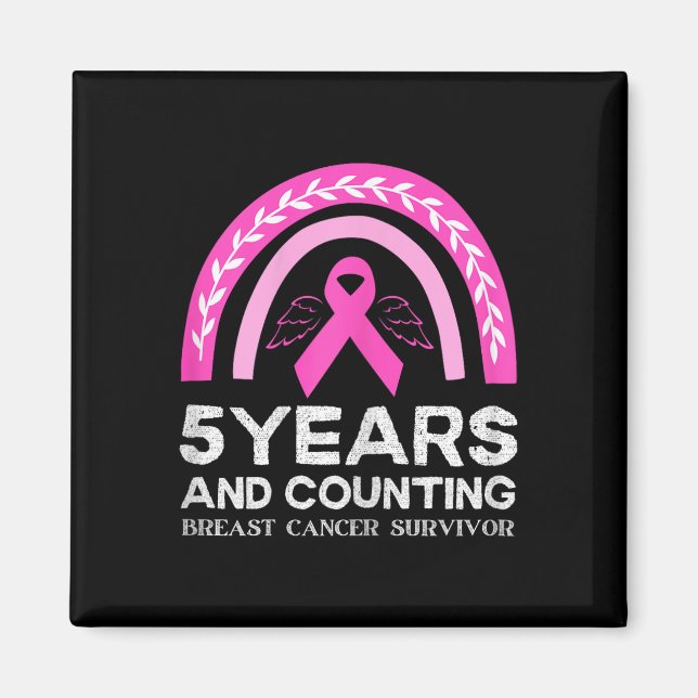 Krebsüberleben T-Shirt 5 Jahre Krebs frei rosa Reg Magnet (Vorne)