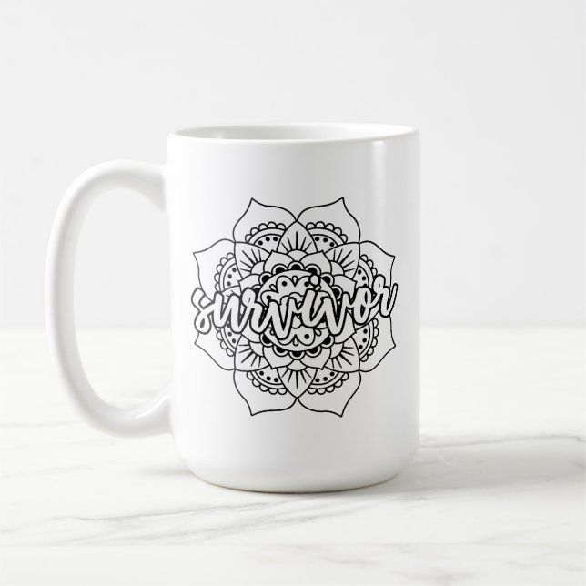 Krebsüberlebende Mandala Kaffeetasse (Links)