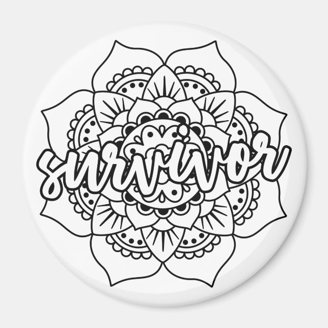 Krebsüberlebende Mandala Magnet (Vorne)