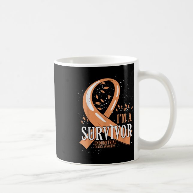 Krebsüberlebender Pfirsichband Gebärmutterhutterkr Kaffeetasse (Rechts)