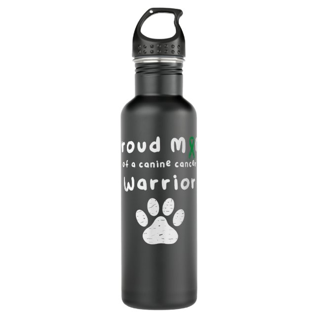 Krebsüberlebung Canine Cancer Awareness Pad Print Edelstahlflasche (Vorderseite)