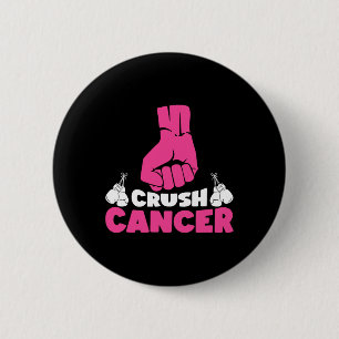 Krebsvorsorge für Crush Cancer Boxing Pink Ribbon  Button