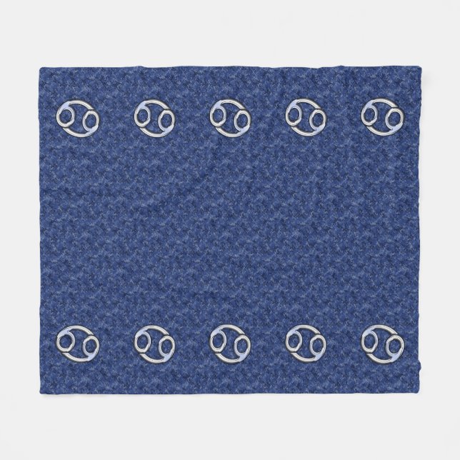 Krebszeichen auf Navy Blue Digital Camouflage Fleecedecke (Vorderseite (Horizontal))