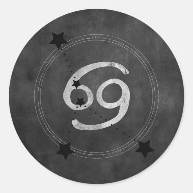 Krebszellen-Sternbild schwarz Silber Runder Aufkleber (Vorderseite)