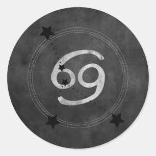 Krebszellen-Sternbild schwarz Silber Runder Aufkleber