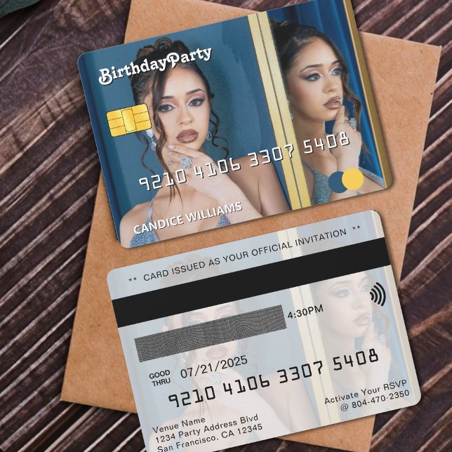 Kreditkarte Foto Geburtstagspartei Einladung (Credit Card Photo Birthday Party
)