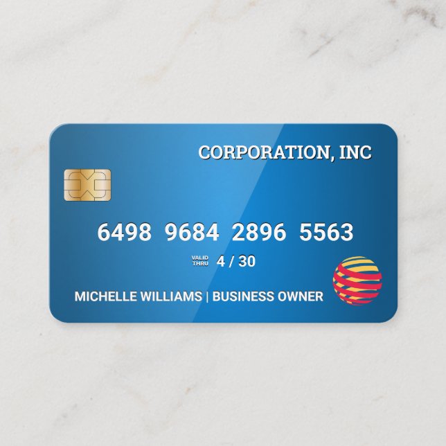 Kreditkarte | Glossblau Visitenkarte (Vorderseite)