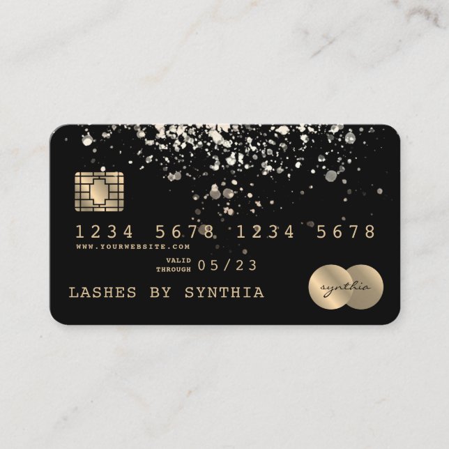 Kreditkarte Gold Confetti Visitenkarte (Vorderseite)
