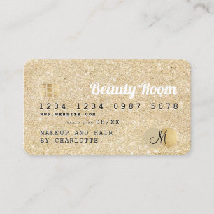 Kreditkarte Gold Glitzer Beauty Monogramm Visitenkarte
