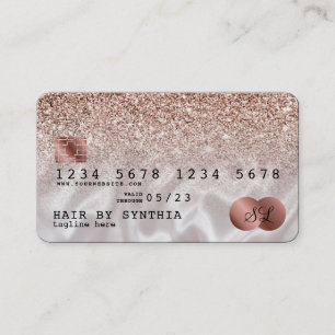 Kreditkarte Gold-Glitzer der Rose Visitenkarte