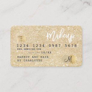Kreditkarte Gold Glitzer Haar-Monogramm Visitenkarte