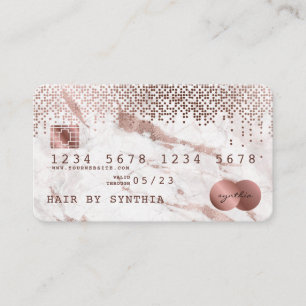 Kreditkarte Gold-Marmor und Confetti-Rose Visitenkarte