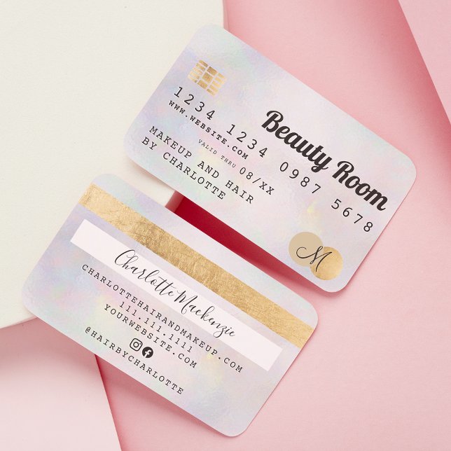 Kreditkarte Gold Perle Girl Beauty Monogramm Visitenkarte (Von Creator hochgeladen)