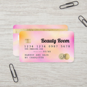 Kreditkarte Gold Perlrosa Girl Beauty Monogramm Visitenkarte