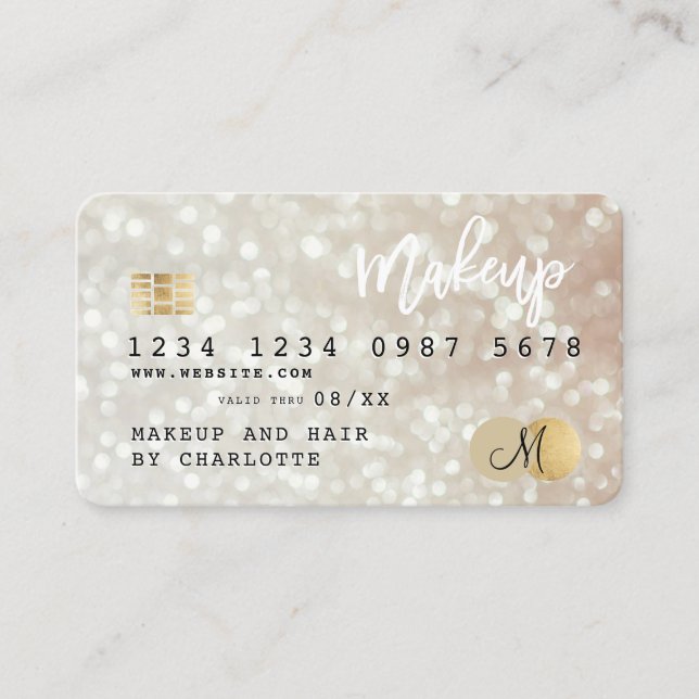 Kreditkarte Goldbarsch Haarschminke Monogramm Visitenkarte (Vorderseite)