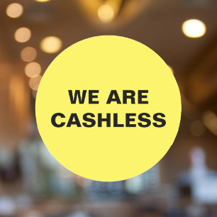 Kreditkarte nur Cashless Business Gelb Runder Aufkleber