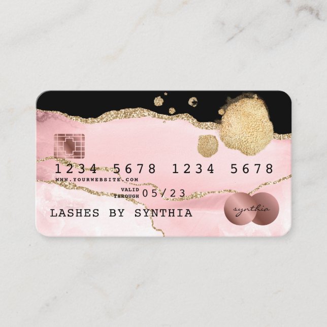 Kreditkarte Rosa rote Rose Gold Visitenkarte (Vorderseite)
