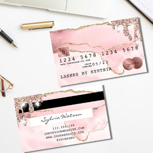Kreditkarte Rosa rote Rose Gold Visitenkarte