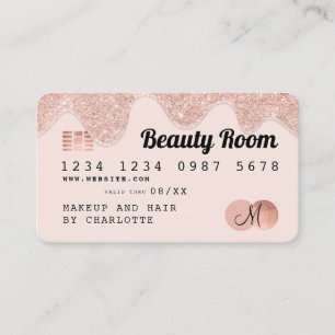 Kreditkarte Rose Gold Glitzer Tropfen Chic Schönhe Visitenkarte