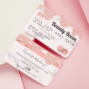 Kreditkarte Rose Gold Glitzer Tropfen Marmor Schön Visitenkarte