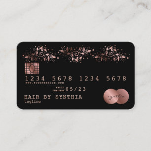 Kreditkarte Rose Gold Verziert Visitenkarte