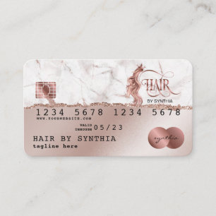 Kreditkarte Stil Rose Gold Haare Stylist Torn Papi Visitenkarte