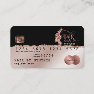 Kreditkarte Stil Rose Gold Haare Stylist Torn Papi Visitenkarte