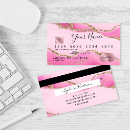 Kreditkarte Stilvoll rosa Agate Gold Makeup Visitenkarte