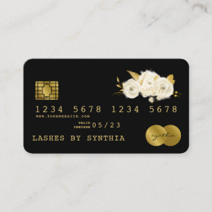 Kreditkarte Styling Black Floral Gold Visitenkarte