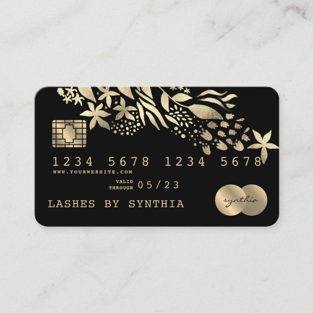 Kreditkarte Styling Floral Gold Visitenkarte (Vorderseite)