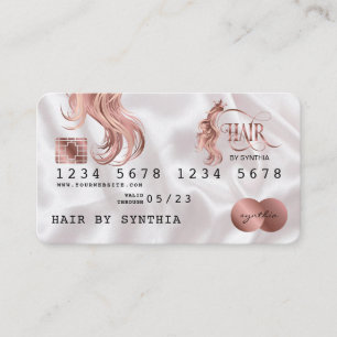 Kreditkarte Styling Rose Gold Hair Stylist Visitenkarte