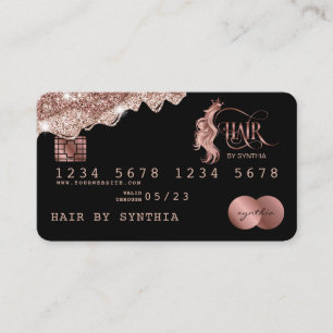 Kreditkarte Styling Tropf Rose Gold Hair Stylist Visitenkarte