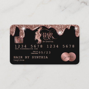 Kreditkarte Styling Tropf Rose Gold Hair Stylist Visitenkarte