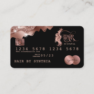 Kreditkarte Styling Tropf Rose Gold Hair Stylist Visitenkarte