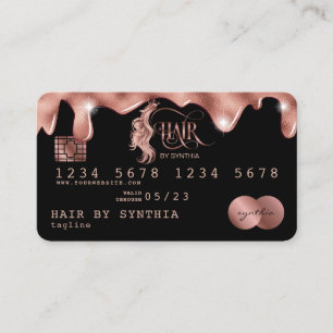 Kreditkarte Styling Tropf Rose Gold Hair Stylist Visitenkarte