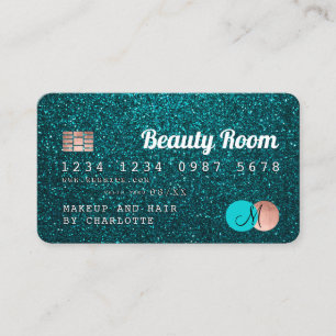 Kreditkarte Türkisch Glitzer Beauty Monogramm Visitenkarte