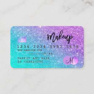 Kreditkartenhaar mermaid Glitzer Monogramm Visitenkarte