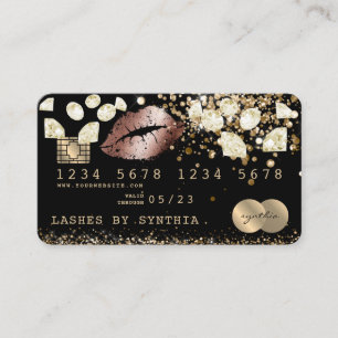 Kreditkartenstyling Glitzer Gold Lips Diamant Visitenkarte