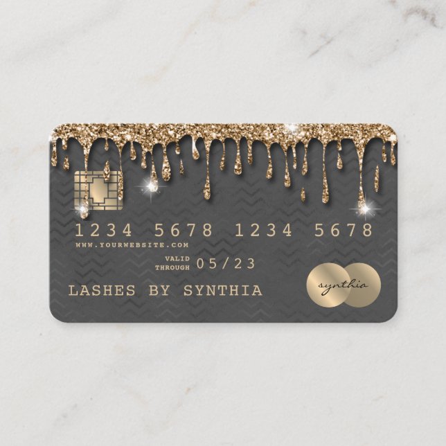 Kreditkartenstyling Gold Zickzack Visitenkarte (Vorderseite)