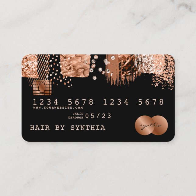 Kreditkartenstyling Rose Gold Copper Brush Visitenkarte (Vorderseite)