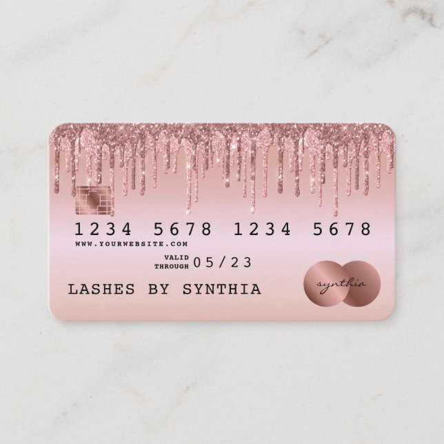 Kreditkartenstyling Rose Gold Dripping Gold Visitenkarte (Vorderseite)