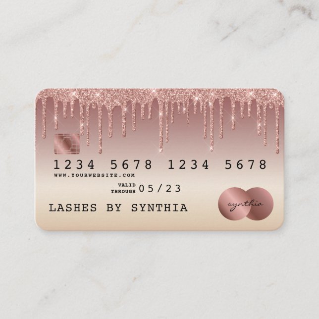 Kreditkartenstyling Rose Gold Dripping Gold Visitenkarte (Vorderseite)