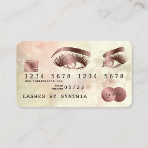 Kreditkartenstyling Rose Gold Long Lashes Bokeh Visitenkarte