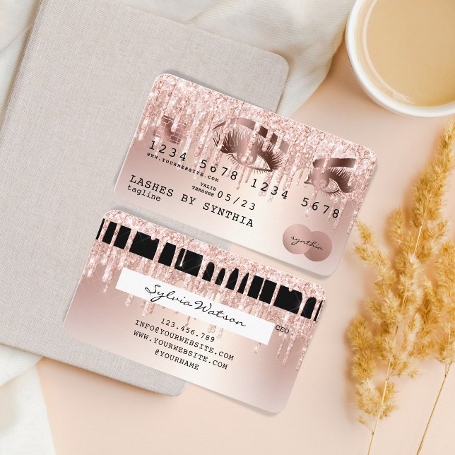 Kreditkartenstyling Rose Gold Long Lashes Visitenkarte (Von Creator hochgeladen)